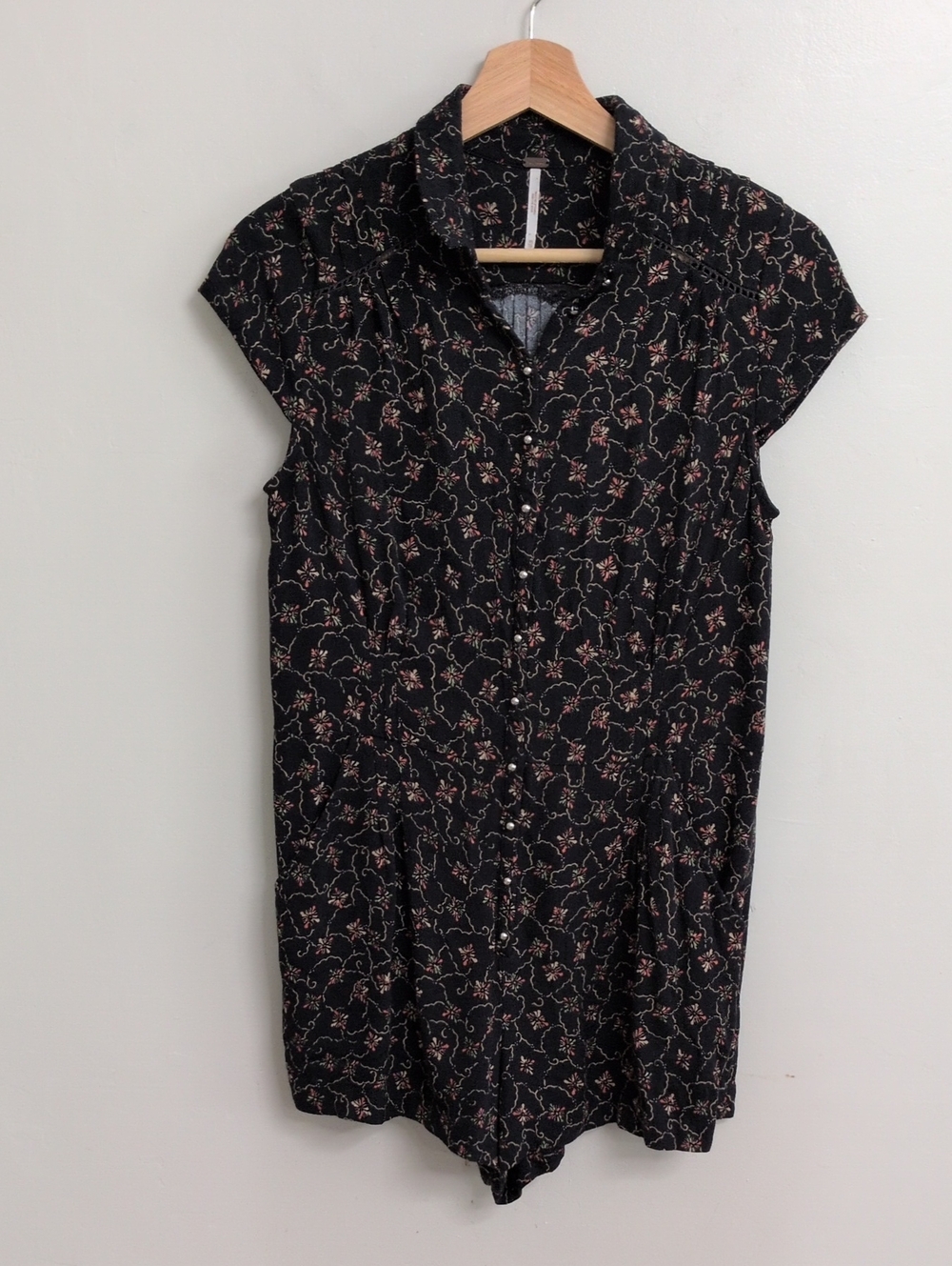 Free People Debby Dot Black Floral Romper